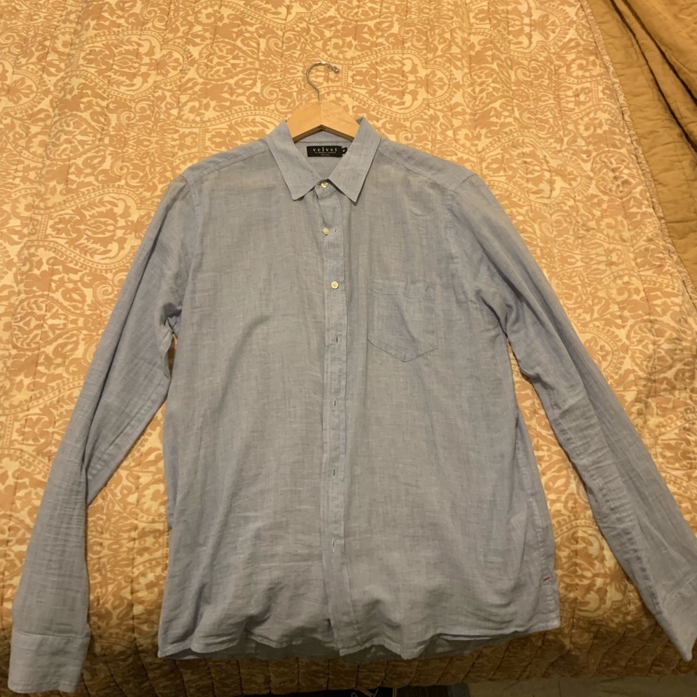Light blue button down shirt by Velvet